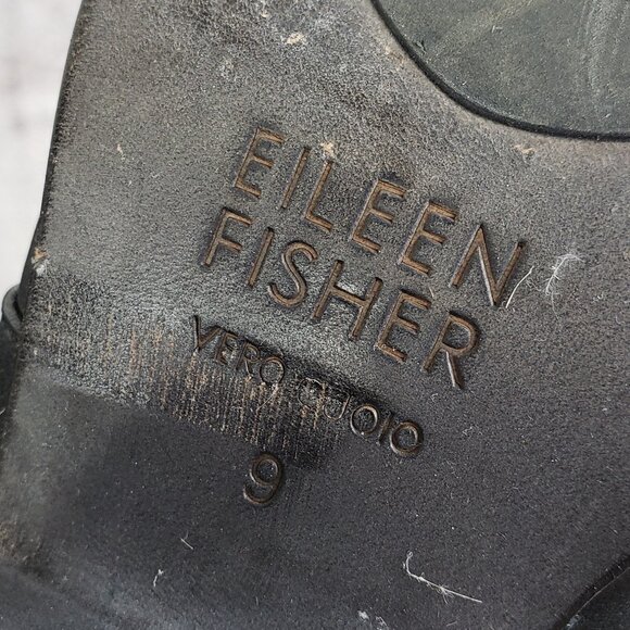 EILEEN FISHER Harris Tumbled Leather Ankle Bootie Black size 9 Lagenlook Goth - Picture 10 of 13